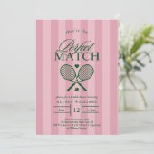 Roze Perfect Match Tennis Bruids Douche Uitnodigin Kaart (Staand voorkant)
