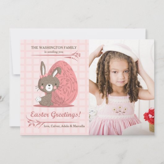 Roze perfecte fotopaaskaart feestdagenkaart (Voorkant)