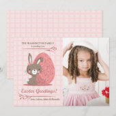 Roze perfecte fotopaaskaart feestdagenkaart (Voorkant / Achterkant)