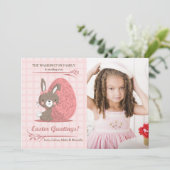 Roze perfecte fotopaaskaart feestdagenkaart (Staand voorkant)