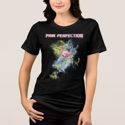 Roze Perfectie: Elegante Flamingo Tri-Blend Shirt (Voorkant)