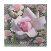 Roze perfectie ~ keramische tegel tegeltje (Voorkant)