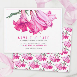 Roze perfectie trompet lelie bloemschildering trou save the date