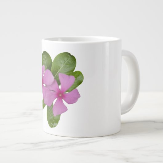 Roze Periwinkle bloemen met groene bladeren Grote Koffiekop (Voorkant rechts)