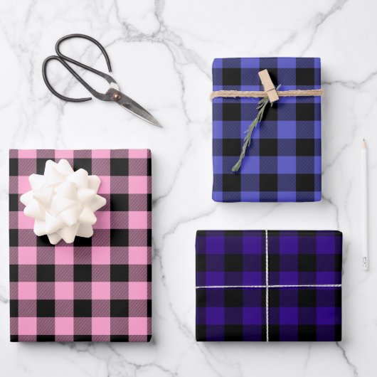 Roze periwinkle en Paarse buffelplaat Inpakpapier Vel (Voorkant)