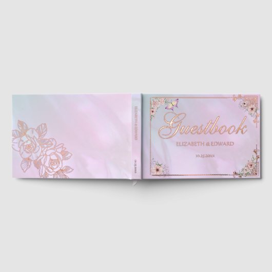 Roze Periwinkle Pioen Roos  Gastenboek (Volledig)