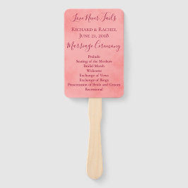 Roze perkament bruiloft programma handwaaier