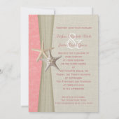 Roze perkament en Starfish Beach bruiloft Kaart (Achterkant)