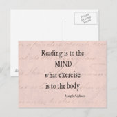 Roze Perkament Papier Schrijven Addison Quote Briefkaart (Voorkant / Achterkant)