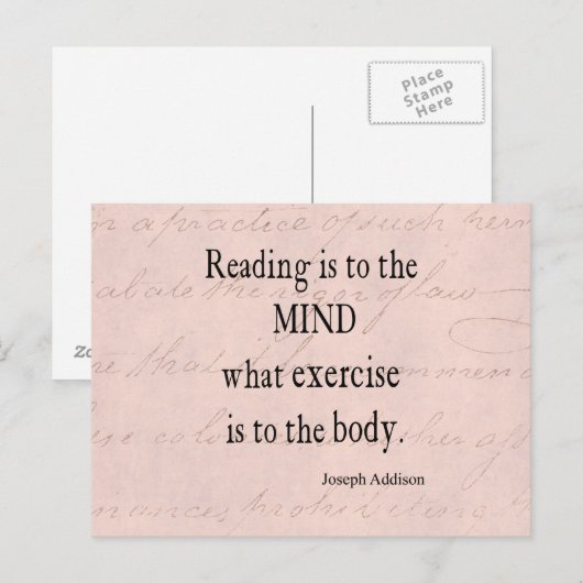 Roze Perkament Papier Schrijven Addison Quote Briefkaart (Voorkant / Achterkant)