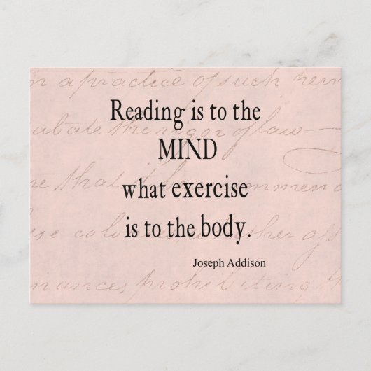 Roze Perkament Papier Schrijven Addison Quote Briefkaart (Voorkant)