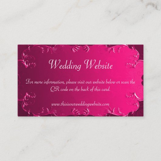 Roze Perkament Scrolls  QR Bruiloft Kaart (Voorkant)