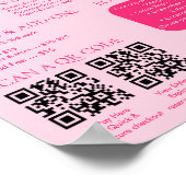 Roze Permanente Sieraden Prijslijst QR code Menu Poster (Hoek)