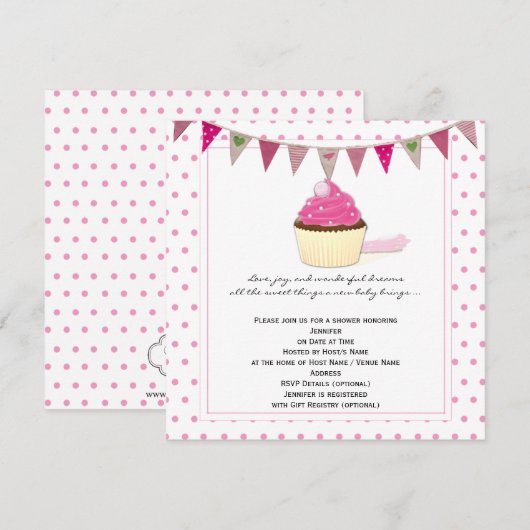 Roze perskoeken Baby shower Uitnodiging (Voorkant / Achterkant)