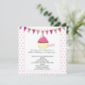 Roze perskoeken Baby shower Uitnodiging (Staand voorkant)