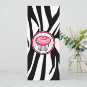 Roze perskoeken Skinny Uitnodiging - Zebra Print (Staand voorkant)