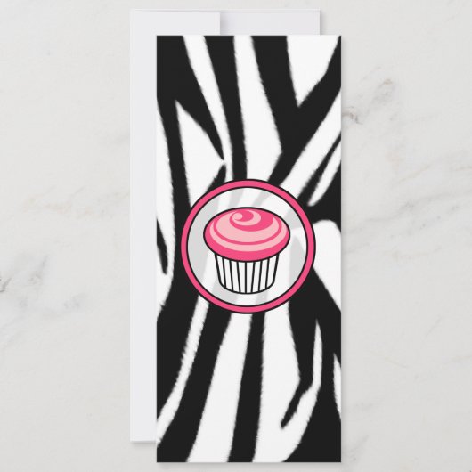 Roze perskoeken Skinny Uitnodiging - Zebra Print (Voorkant)