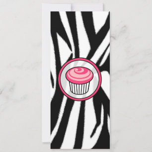 Roze perskoeken Skinny Uitnodiging - Zebra Print