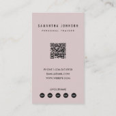 Roze Personal Girl Trainer Fitness Foto QR Code Visitekaartje (Achterkant)