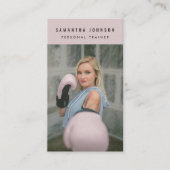 Roze Personal Girl Trainer Fitness Foto QR Code Visitekaartje (Voorkant)