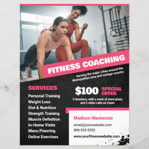 Roze Personal Trainer en Fitness Coaching Flyer