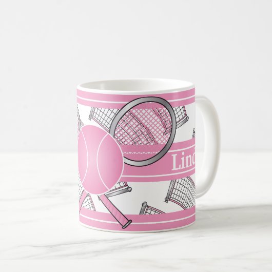 Roze personaliseer Tennis Koffiemok (Voorkant rechts)
