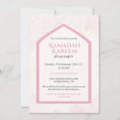 Roze Personalized Ramadan Kareem Iftar Kaart (Voorkant)