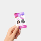 Roze personeelsfoto ID QR-code badge (Handheld)