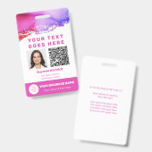 Roze personeelsfoto ID QR-code badge (Voor- en achterkant)