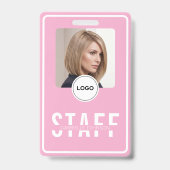 Roze Personeelsfoto ID Zakelijk Badge (Voorzijde)