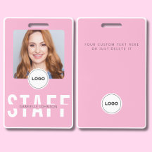 Roze Personeelsfoto ID Zakelijke Badge