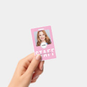 Roze Personeelsfoto ID Zakelijke Badge (Handheld)