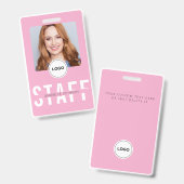 Roze Personeelsfoto ID Zakelijke Badge (Voor- en achterkant)