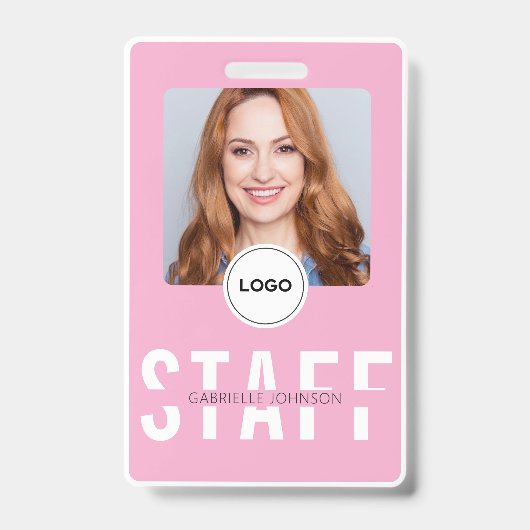 Roze Personeelsfoto ID Zakelijke Badge (Voorzijde)