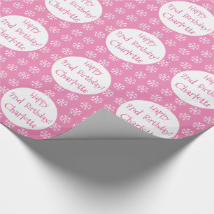 roze, persoonlijk aangepast winterfeest Snowflake Cadeaupapier