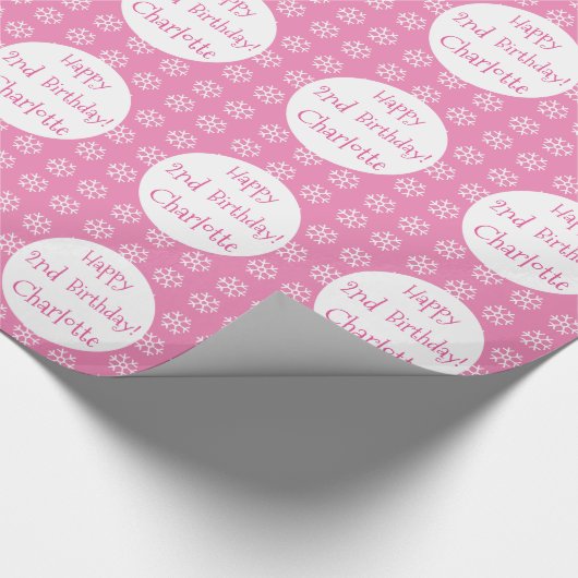 roze, persoonlijk aangepast winterfeest Snowflake Cadeaupapier (Hoek)
