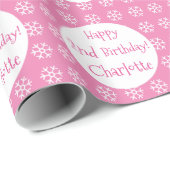 roze, persoonlijk aangepast winterfeest Snowflake Cadeaupapier (Rol Hoek)