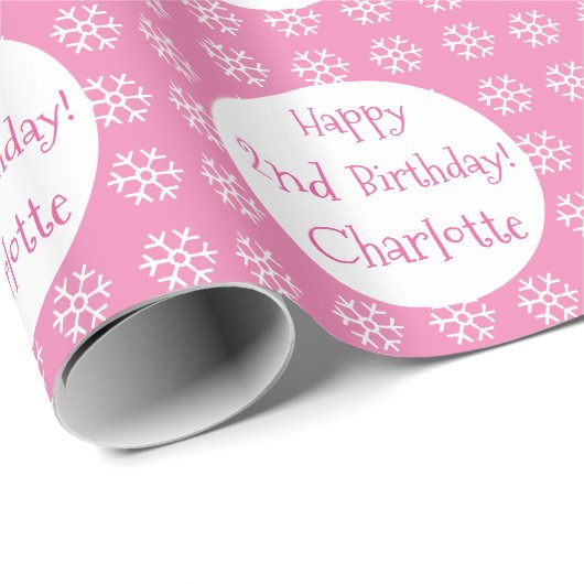  roze, persoonlijk aangepast winterfeest Snowflake Cadeaupapier (Rol Hoek)