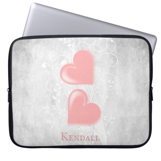 Roze, persoonlijk aanpasbare laptophoes laptop sleeve (Voorkant)