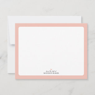 Roze Persoonlijk briefpapier met eenvoudig hart Notitiekaartje