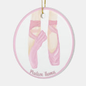 Roze persoonlijke ballettenschoenen keramisch ornament (Links)