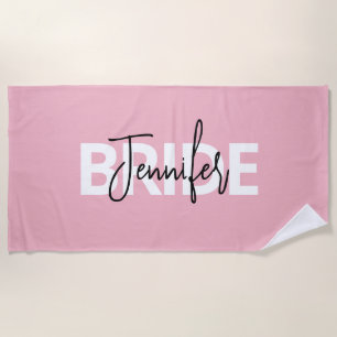Roze Persoonlijke Bruid Typografie Strandlaken