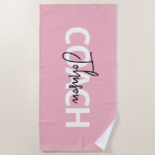 Roze Persoonlijke Coach Typografie Strandlaken (Voorkant)