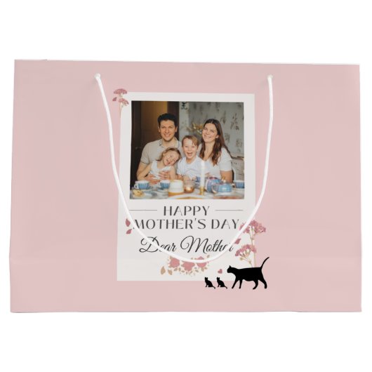 Roze persoonlijke foto en Moederdag Groot Cadeauzakje (Achterkant)