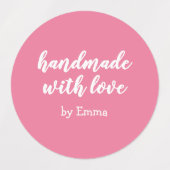 Roze Persoonlijke Handgemaakte met Liefde Minimali Labels (Design 1)
