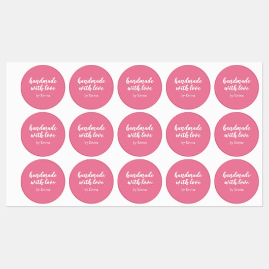 Roze Persoonlijke Handgemaakte met Liefde Minimali Labels (Vel)