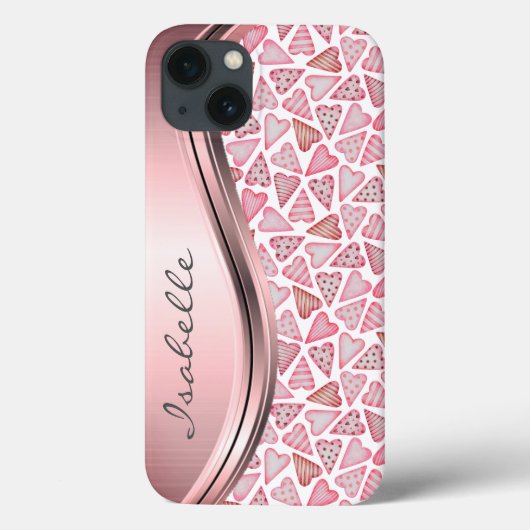 Roze persoonlijke harten Valentijn Love Case-Mate iPhone Case (Achterkant)