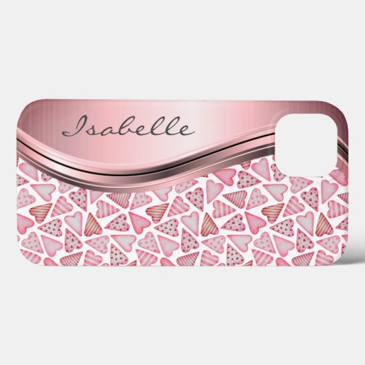 Roze persoonlijke harten Valentijn Love Case-Mate iPhone Case (Achterkant (horizontaal))