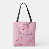 Roze Persoonlijke Kersenbloesem Bruiloft Tote Bag (Achterkant)