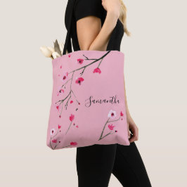 Roze Persoonlijke Kersenbloesem Bruiloft Tote Bag